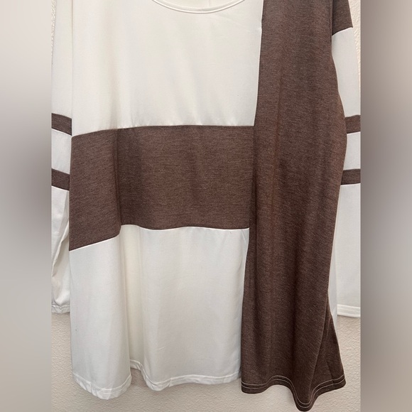 ROSEGAL Color Block Long Sleeve T - Shirt size 4X(26/28) Brown and Cream - Picture 3 of 5